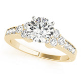 Cherished Cluster Sides Round Diamond Engagement Ring — 9K/18K Gold & Platinum