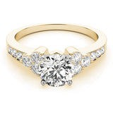Cherished Cluster Sides Round Diamond Engagement Ring — 9K/18K Gold & Platinum