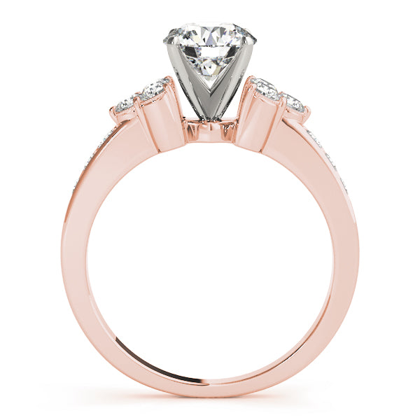 Cherished Cluster Sides Round Diamond Engagement Ring — 9K/18K Gold & Platinum