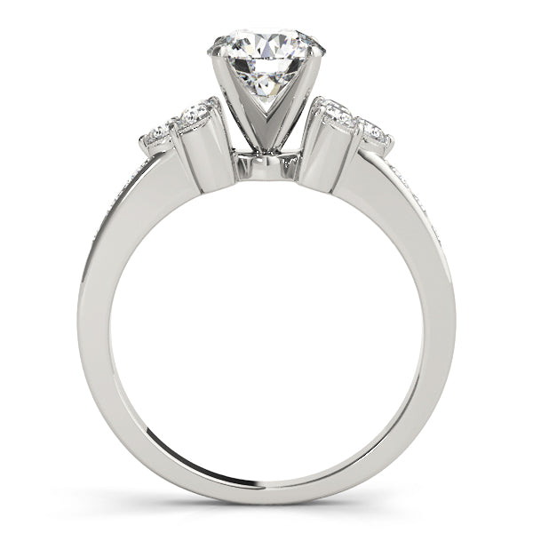Cherished Cluster Sides Round Diamond Engagement Ring — 9K/18K Gold & Platinum