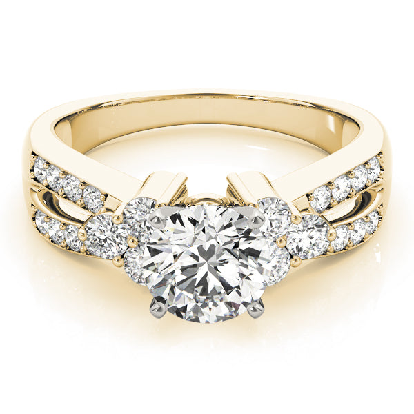 Noble Multi-Row Round Diamond Engagement Ring — 9K/18K Gold & Platinum