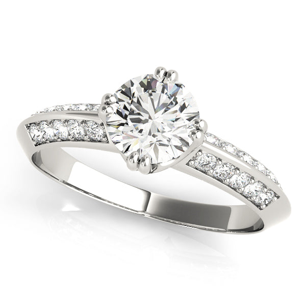 Timeless Pave Round Diamond Engagement Ring — 9K/18K Gold & Platinum