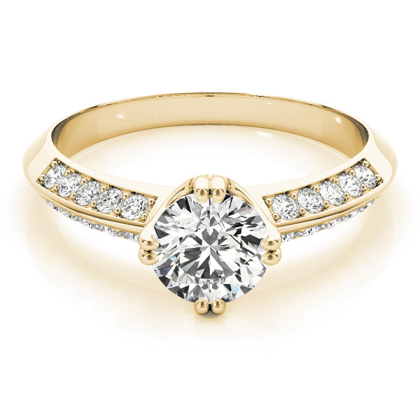 Timeless Pave Round Diamond Engagement Ring — 9K/18K Gold & Platinum