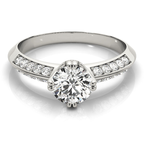 Timeless Pave Round Diamond Engagement Ring — 9K/18K Gold & Platinum