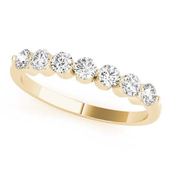Single Shared Prong Round Half Eternity Ring in Gold & Platinum
