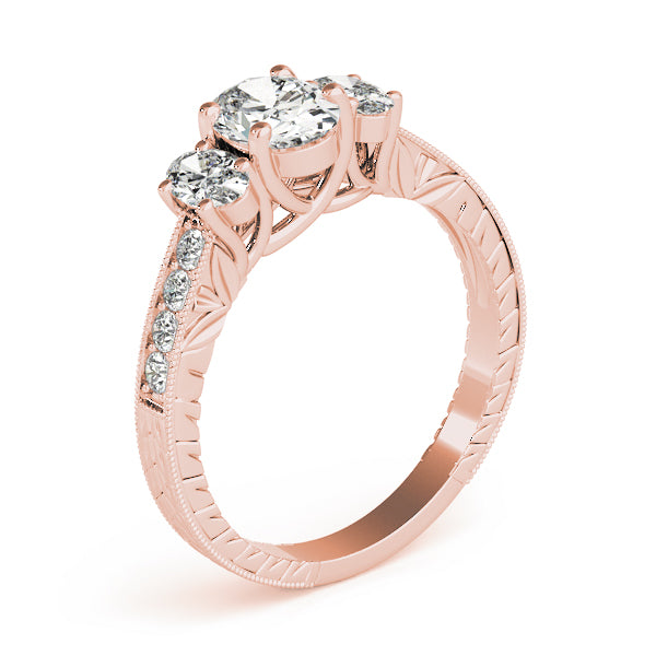Vintage-Inspired Three-Stone Oval Diamond Engagement Ring — 9K/18K Gold & Platinum