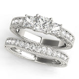 Heirloom Three-Stone Princess Diamond Engagement Ring — 9K/18K Gold & Platinum