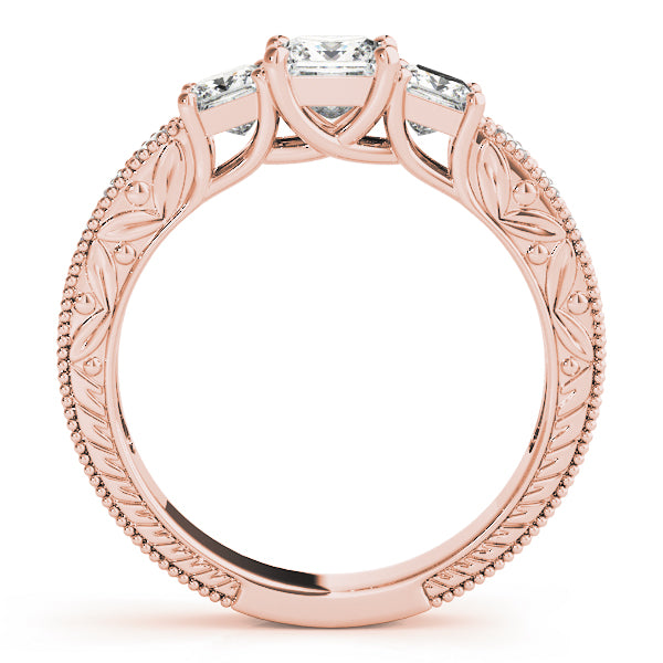 Heirloom Three-Stone Princess Diamond Engagement Ring — 9K/18K Gold & Platinum
