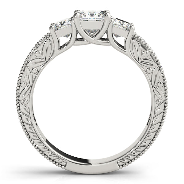 Heirloom Three-Stone Princess Diamond Engagement Ring — 9K/18K Gold & Platinum