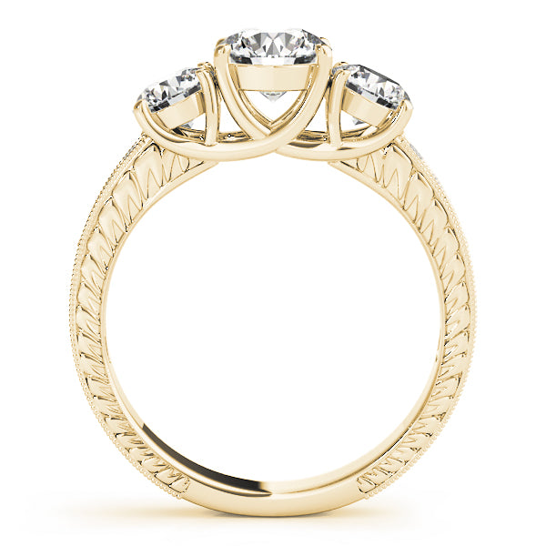 Prong in Channel Filigree Milgrain Curved Half Eternity Ring