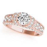 Refined Pave Round Diamond Engagement Ring — 9K/18K Gold & Platinum