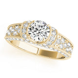 Refined Pave Round Diamond Engagement Ring — 9K/18K Gold & Platinum