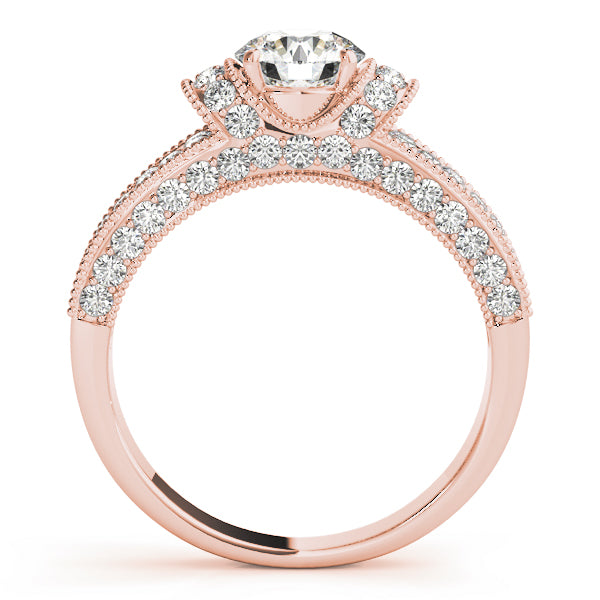 Refined Pave Round Diamond Engagement Ring — 9K/18K Gold & Platinum