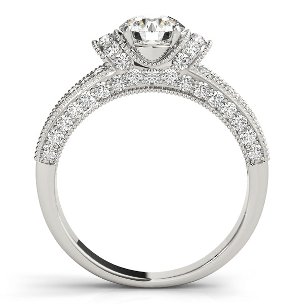 Refined Pave Round Diamond Engagement Ring — 9K/18K Gold & Platinum