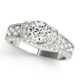 Refined Pave Round Diamond Engagement Ring — 9K/18K Gold & Platinum