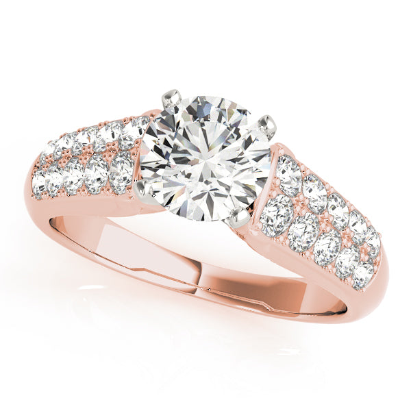 Signature Pave Round Diamond Engagement Ring — 9K/18K Gold & Platinum