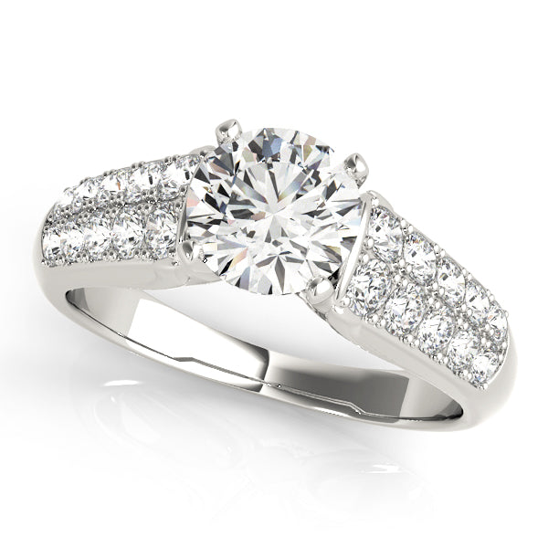 Signature Pave Round Diamond Engagement Ring — 9K/18K Gold & Platinum