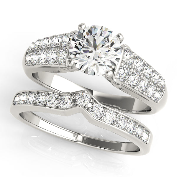 Signature Pave Round Diamond Engagement Ring — 9K/18K Gold & Platinum