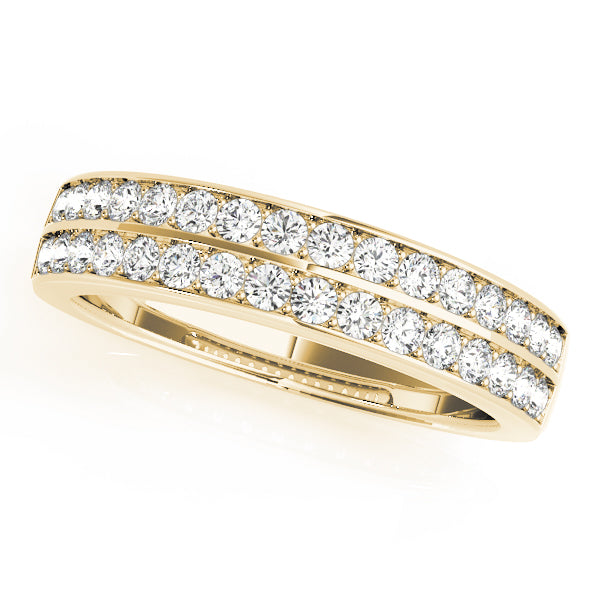 Double Row Prong Set Half Eternity Ring in Gold & Platinum