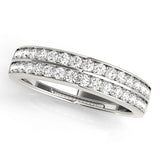 Double Row Prong Set Half Eternity Ring in Gold & Platinum