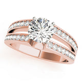 Artisan Multi-Row Round Diamond Engagement Ring — 9K/18K Gold & Platinum