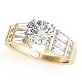 Sophisticated Fancy Shape Baguette Remounts Round Diamond Engagement Ring — 9K/18K Gold & Platinum
