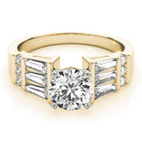 Sophisticated Fancy Shape Baguette Remounts Round Diamond Engagement Ring — 9K/18K Gold & Platinum
