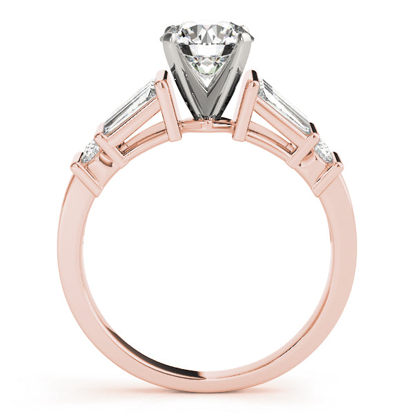 Sophisticated Fancy Shape Baguette Remounts Round Diamond Engagement Ring — 9K/18K Gold & Platinum