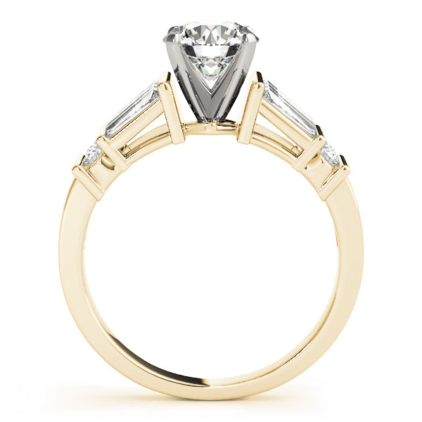 Sophisticated Fancy Shape Baguette Remounts Round Diamond Engagement Ring — 9K/18K Gold & Platinum