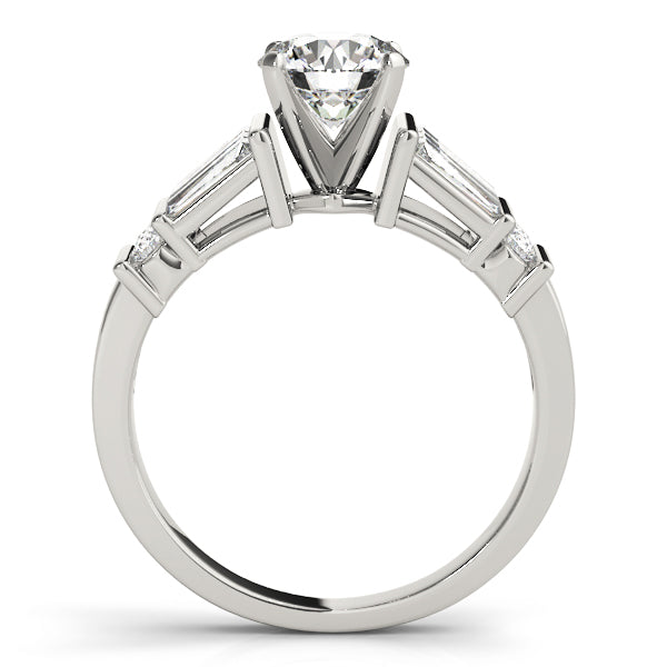 Sophisticated Fancy Shape Baguette Remounts Round Diamond Engagement Ring — 9K/18K Gold & Platinum