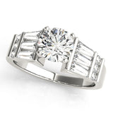 Sophisticated Fancy Shape Baguette Remounts Round Diamond Engagement Ring — 9K/18K Gold & Platinum