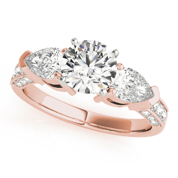 Eternal Three-Stone Pear Diamond Engagement Ring — 9K/18K Gold & Platinum