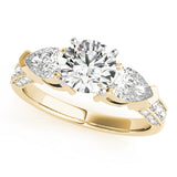 Eternal Three-Stone Pear Diamond Engagement Ring — 9K/18K Gold & Platinum