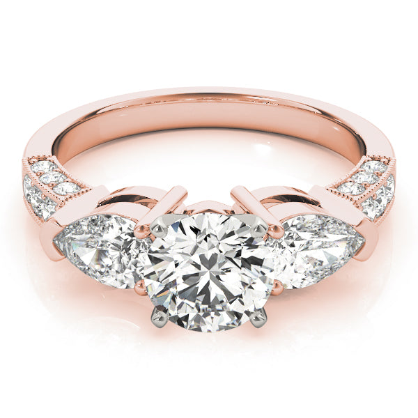 Eternal Three-Stone Pear Diamond Engagement Ring — 9K/18K Gold & Platinum