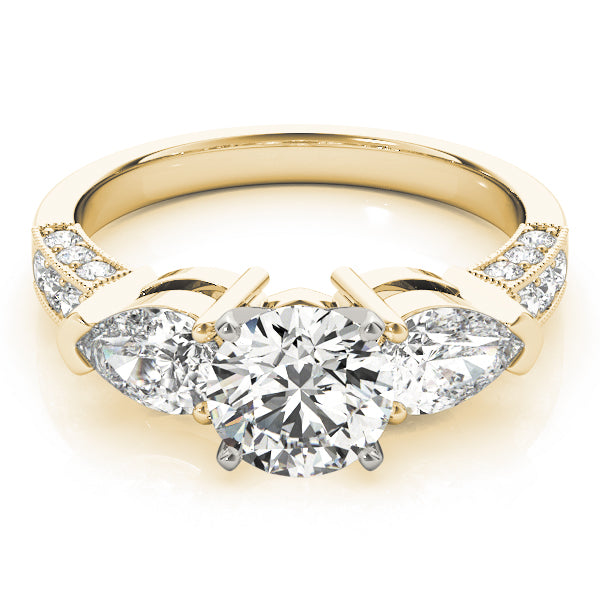 Eternal Three-Stone Pear Diamond Engagement Ring — 9K/18K Gold & Platinum
