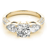 Eternal Three-Stone Pear Diamond Engagement Ring — 9K/18K Gold & Platinum