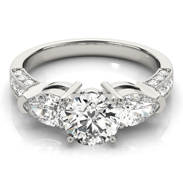 Eternal Three-Stone Pear Diamond Engagement Ring — 9K/18K Gold & Platinum