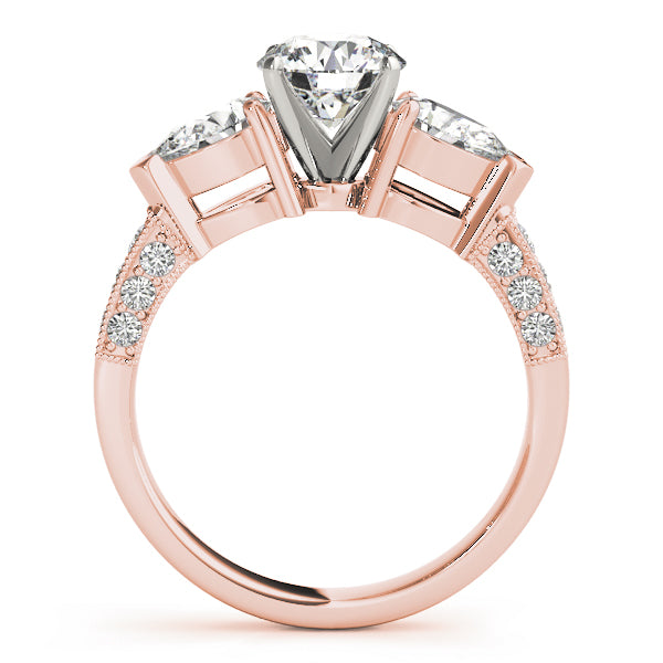 Eternal Three-Stone Pear Diamond Engagement Ring — 9K/18K Gold & Platinum