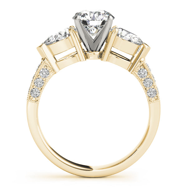 Eternal Three-Stone Pear Diamond Engagement Ring — 9K/18K Gold & Platinum