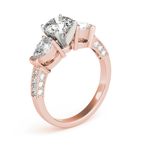 Eternal Three-Stone Pear Diamond Engagement Ring — 9K/18K Gold & Platinum