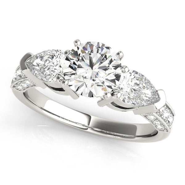 Eternal Three-Stone Pear Diamond Engagement Ring — 9K/18K Gold & Platinum