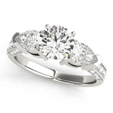 Eternal Three-Stone Pear Diamond Engagement Ring — 9K/18K Gold & Platinum