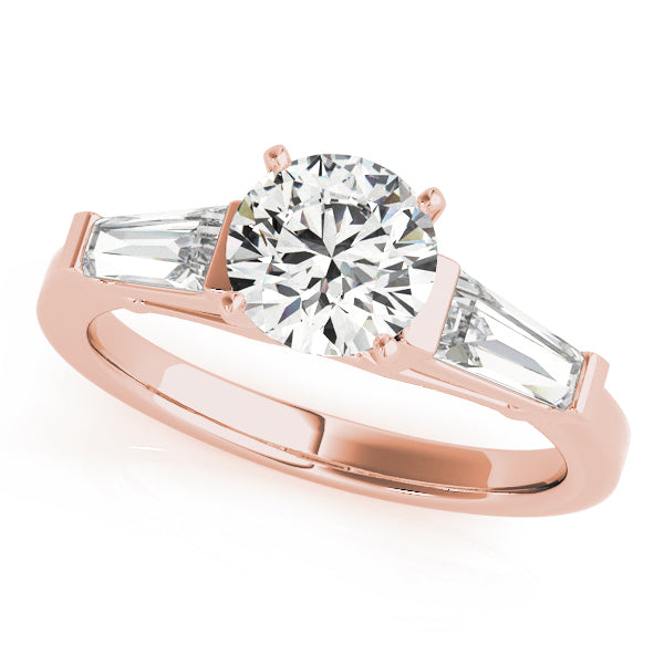 Radiant Three-Stone Baguette Round Diamond Engagement Ring — 9K/18K Gold & Platinum