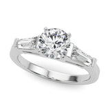 Radiant Three-Stone Baguette Round Diamond Engagement Ring — 9K/18K Gold & Platinum