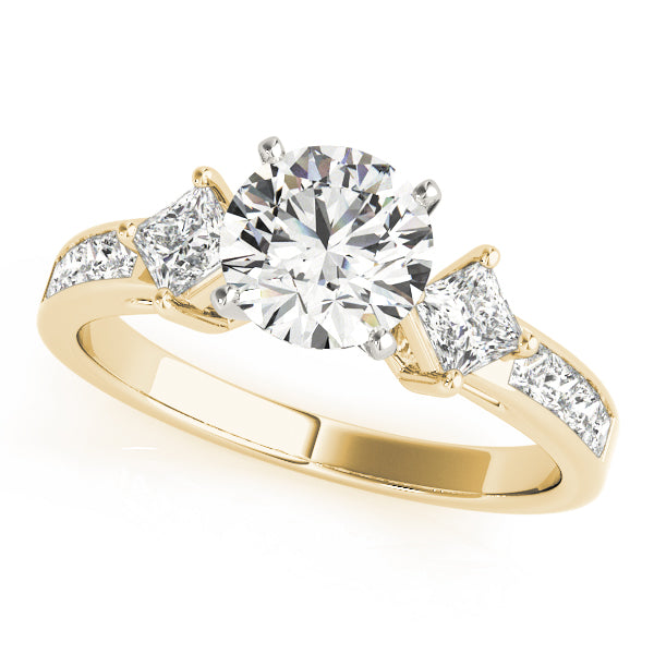 Brilliant Cluster Sides Princess Diamond Engagement Ring — 9K/18K Gold & Platinum