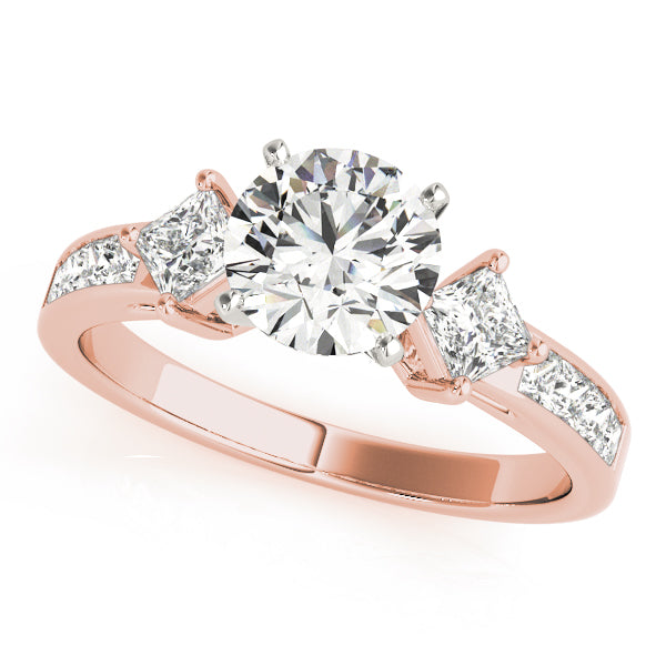 Brilliant Cluster Sides Princess Diamond Engagement Ring — 9K/18K Gold & Platinum