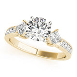Brilliant Cluster Sides Princess Diamond Engagement Ring — 9K/18K Gold & Platinum