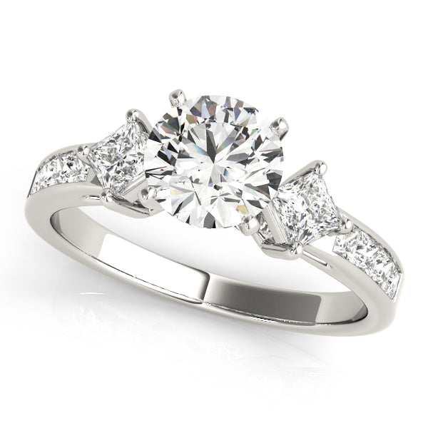 Brilliant Cluster Sides Princess Diamond Engagement Ring — 9K/18K Gold & Platinum