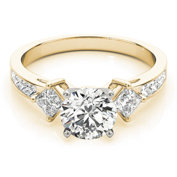 Brilliant Cluster Sides Princess Diamond Engagement Ring — 9K/18K Gold & Platinum