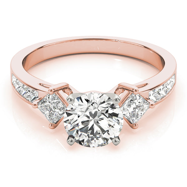 Brilliant Cluster Sides Princess Diamond Engagement Ring — 9K/18K Gold & Platinum